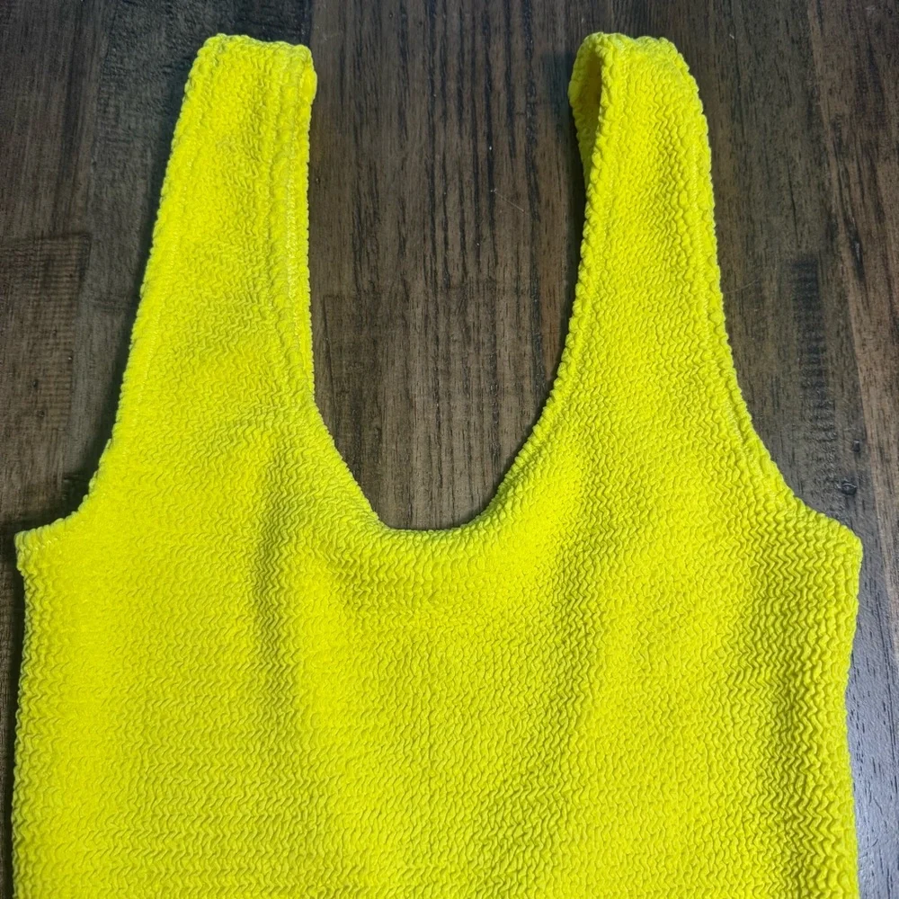 Clockhouse Yellow Cheeky‎ One Piece Swimsuit Stretchy Cutout Style ~ Approx M